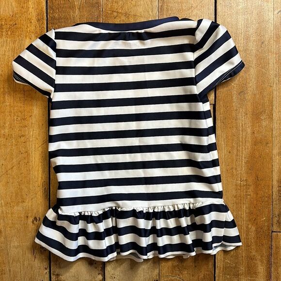Cat and Jack Girls size 3T Blue and White Striped Rash Guard Swim Shirt - Picture 3 of 3